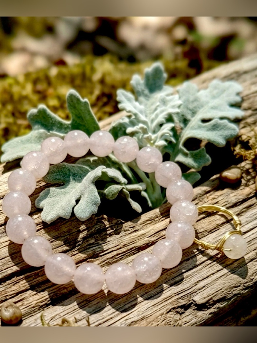 Rose Quartz Beaded Stretch Bracelet - Pink Gemstone Jewelry set